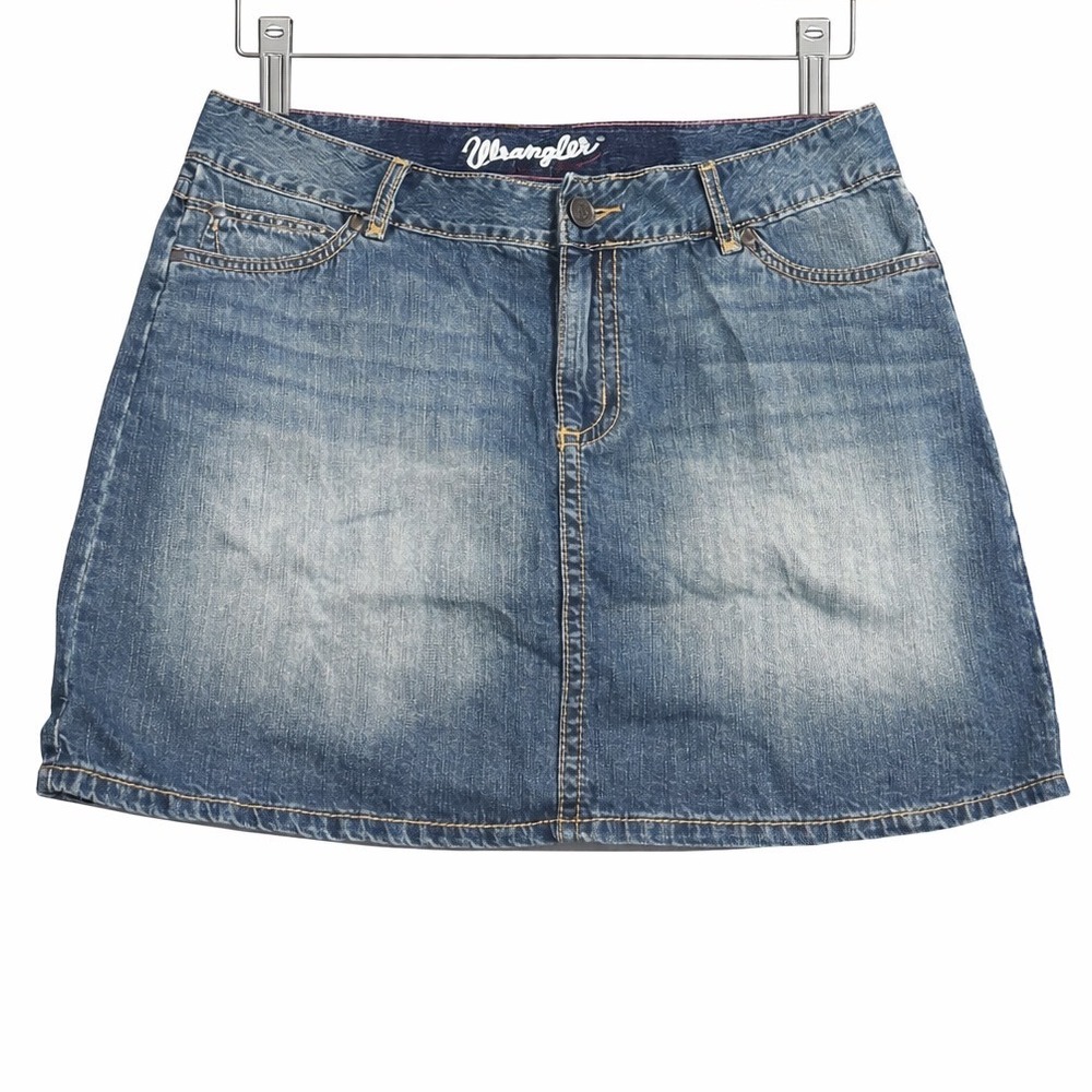 Wrangler Denim Mini Skirt Size 11 Blue Jean‎ Western Y2K Low Rise Cotton